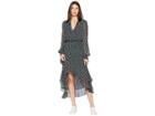1.state Long Sleeve Ditsy Attire Mock Neck High-low Dress (pine) Women's Dress