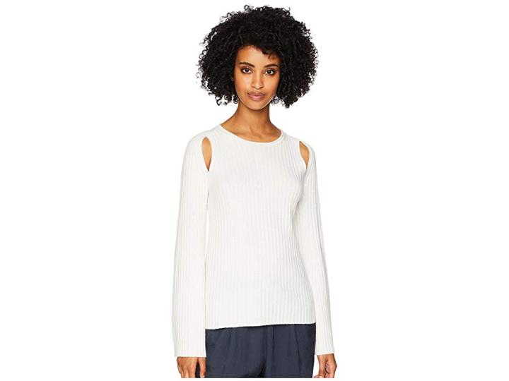 Vince Shoulder Slit 100% Cashmere Crew (off-white) Women's Clothing