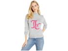 Juicy Couture Mock Neck Intarsia Logo Sweater (heather Cozy) Women's Clothing