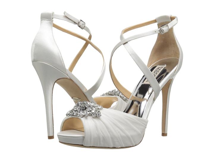 Badgley Mischka Sadie (white Satin/chiffon) High Heels