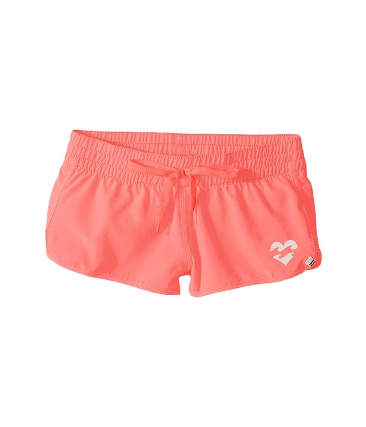 Billabong Kids Sol Searchers Volley Shorts (little Kids/big Kids) (neon Coral) Girl's Swimwear