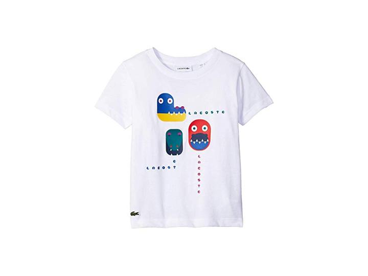 Lacoste Kids Short Sleeve Video Game Print Tee Shirt (toddler/little Kids/big Kids) (white) Boy's T Shirt