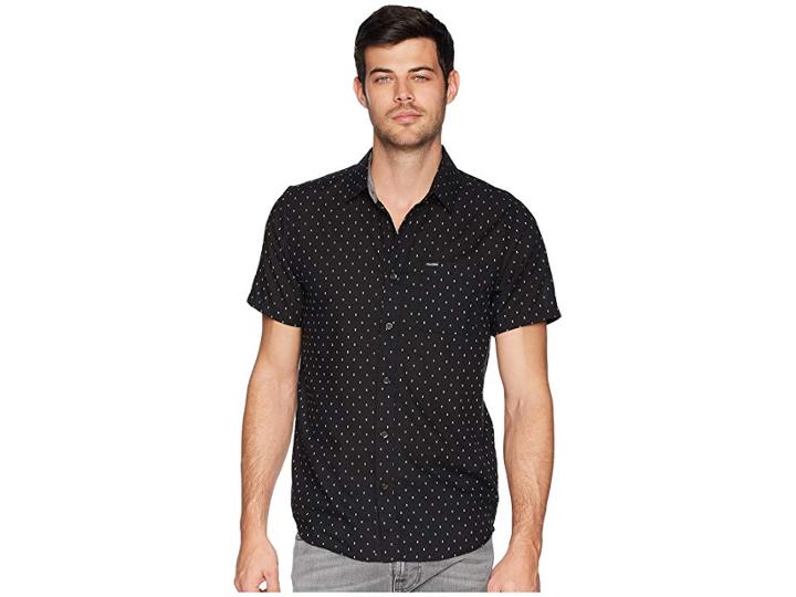 Volcom Dobler Short Sleeve Woven Top (black) Men's Clothing
