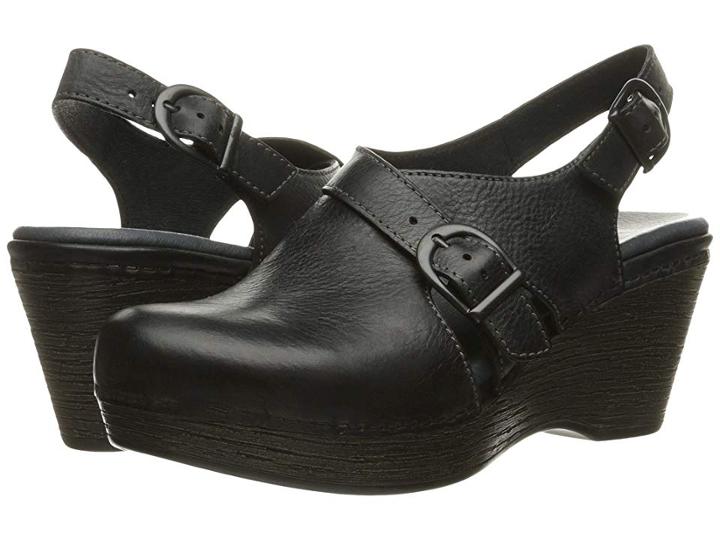 Dansko Vinnie (black Distressed) Women's Clog Shoes