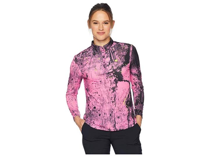 Jamie Sadock Star Ship Print Sunsense(r) 1/4 Snap Long Sleeve Top With 50 Uvp (pink) Women's Clothing