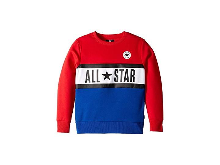 Converse Kids All Star Paneled Crew (big Kids) (enamel Red) Boy's Clothing