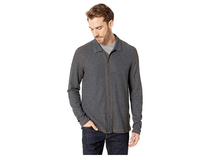Agave Denim Felspar Long Sleeve Full Button Polo (stretch Limo) Men's Long Sleeve Pullover