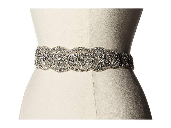 Nina Jonquil Crystal Oval Belt (ivory Satin/crystal) Women's Belts