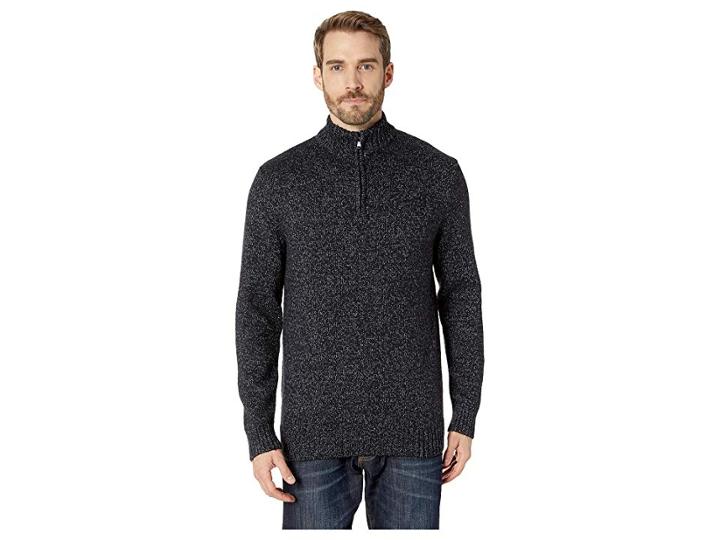 Chaps Cotton Blend-zip Sweater (mountain Black Twist) Men's Sweater