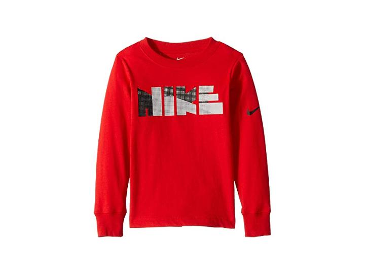 Nike Kids Geo Block Long Sleeve Tee (little Kids) (university Red) Boy's Clothing