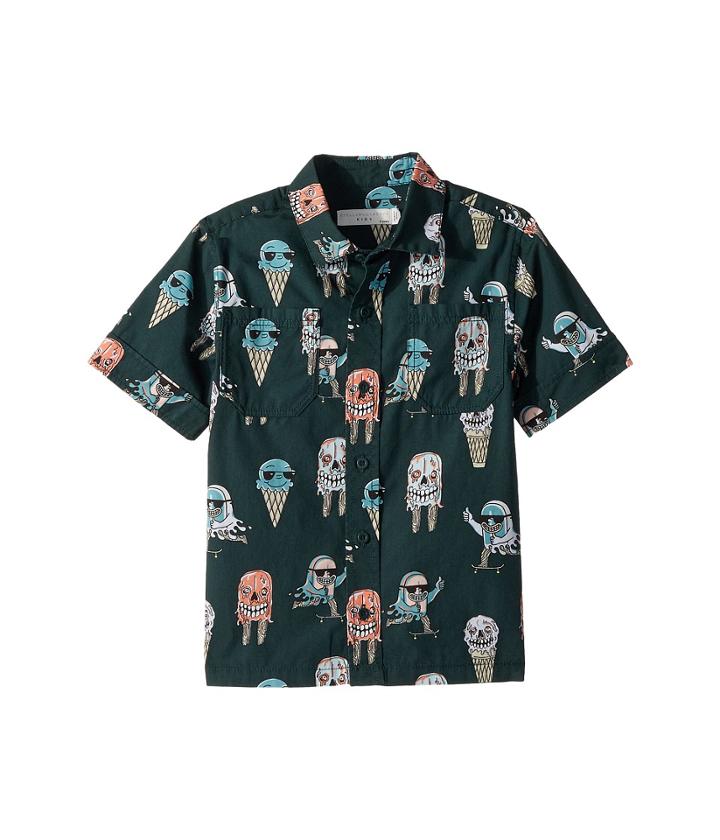 Stella Mccartney Kids Rowan Ice Cream Monster Print Button-down Shirt (toddler/little Kids/big Kids) (green) Boy's Clothing