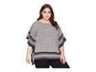 Michael Michael Kors Plus Size Houndstooth Twill Top (black) Women's Clothing