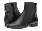 Michael Michael Kors Mira Flat Bootie (black Vachetta/embossed Croco) Women's Dress Zip Boots