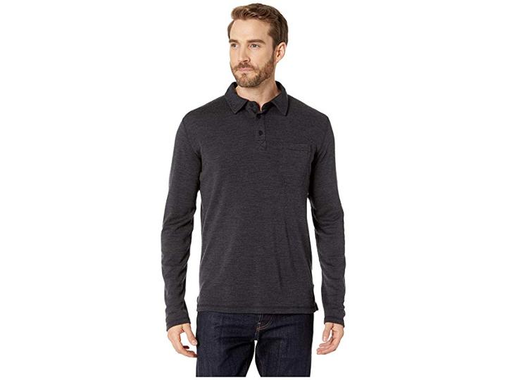 Smartwool Merino 250 Long Sleeve Polo (charcoal Heather) Men's Long Sleeve Pullover
