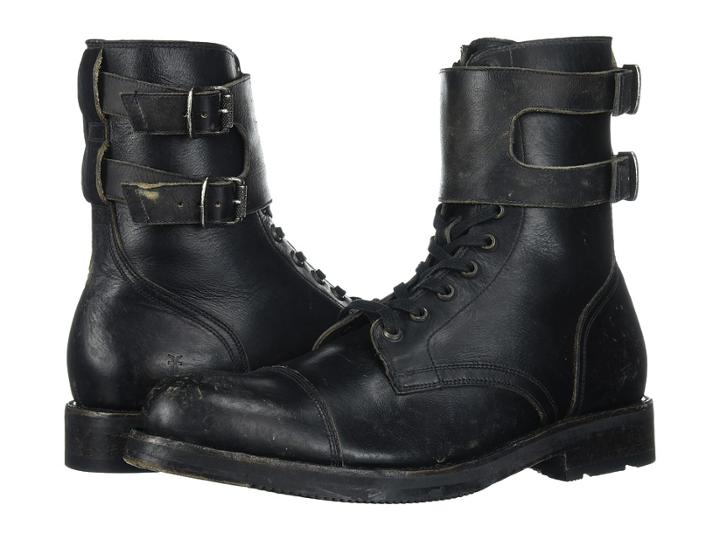 Frye Officer Cuff Boot (black Stonewash) Men's Lace-up Boots