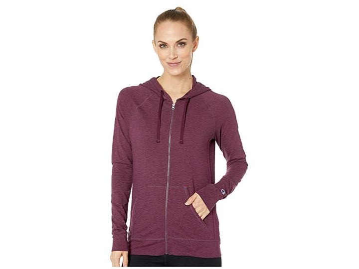 Champion Heathered Jersey Jacket (dark Berry Purple Heather) Women's Coat