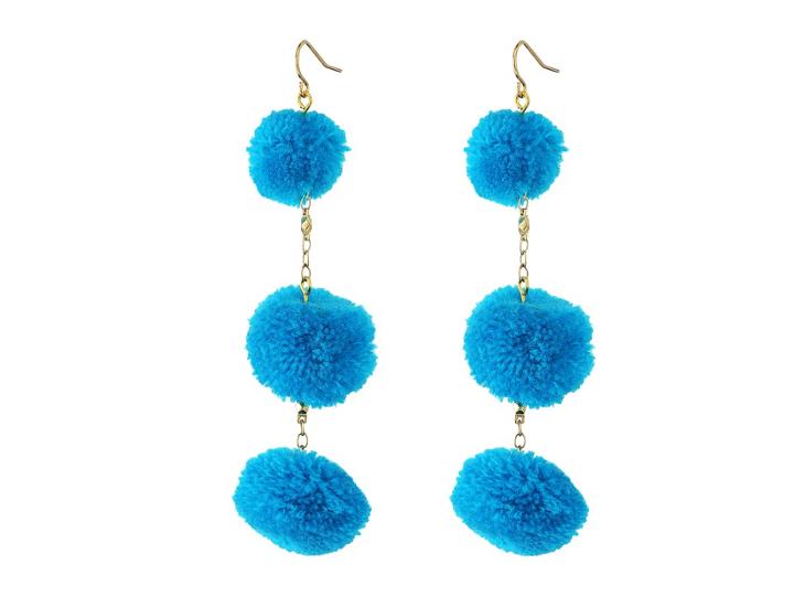 Vanessa Mooney The Dragnet Pom Poms Earrings (blue) Earring