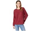 Nally & Millie Long Sleeve Boxy Top With Side Slit (wine) Women's Clothing