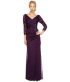 Adrianna Papell Drape Covered Gown (aubergine) Women's Dress
