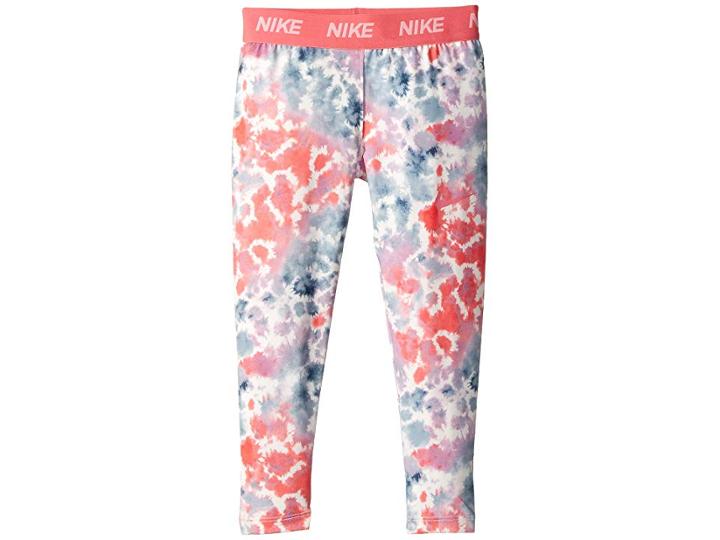 Nike Kids Rainbow Wash All Over Print Leggings (little Kids) (pink Nebula) Girl's Casual Pants