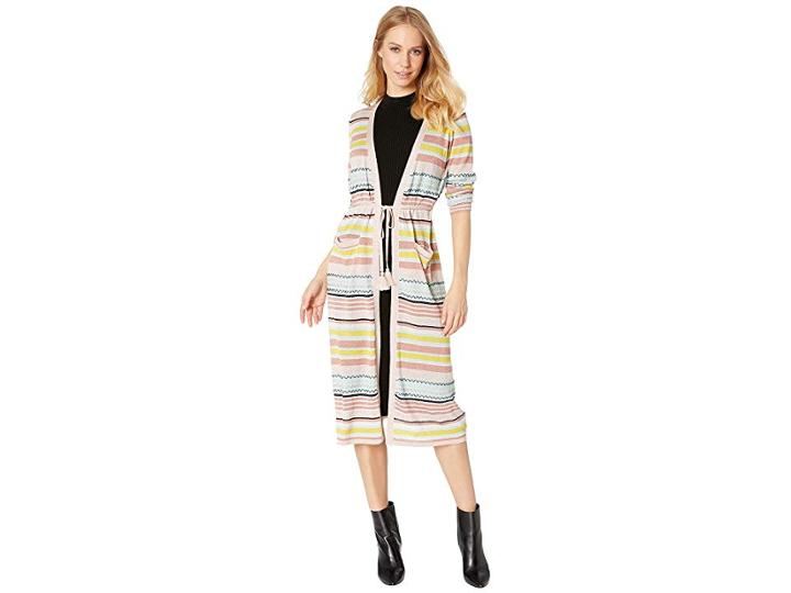 Juicy Couture Lurex Stripe Lightweight Cardigan (burnt Rose Lurex Stripe) Women's Sweater