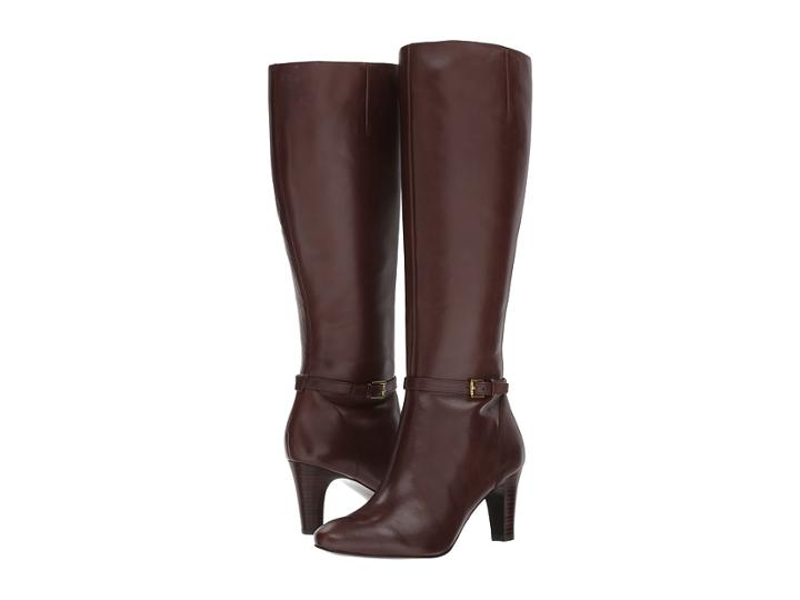 Lauren Ralph Lauren Sandie (dark Brown Burnished Calf) Women's Shoes