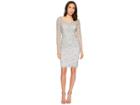 Adrianna Papell Short Beaded Long Sleeve Dress With Sweetheart Neckline (blue Mist) Women's Dress