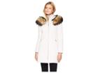 Ivanka Trump Quilt Jacket With Side Zipper And Detachable Fur Hood (pearl) Women's Coat