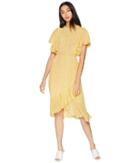 Juicy Couture Laurel Ditsy Ruffle Silk Dress (butter Cup City Rouge) Women's Dress