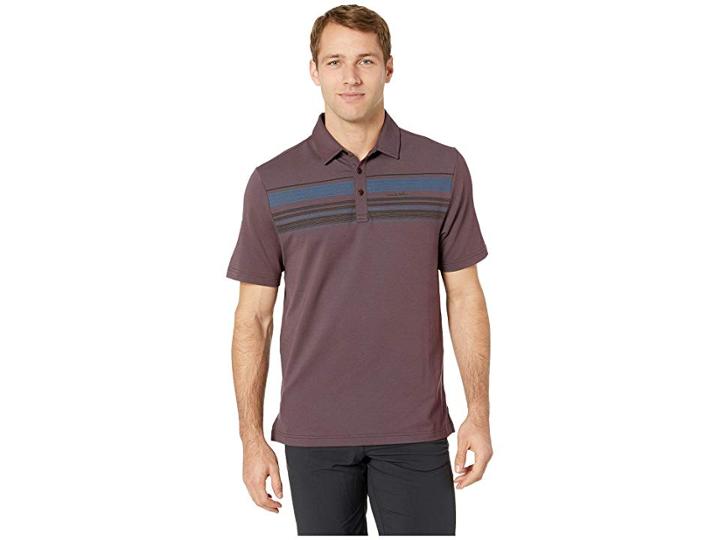 Travismathew Down Beat Polo (winetasting/grey Pinstripe) Men's Short Sleeve Knit