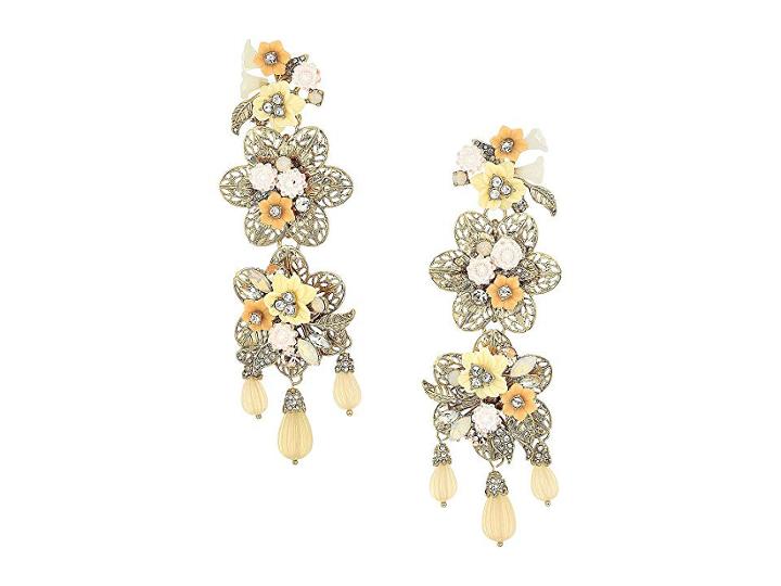 Marchesa Force Of Nature Chandelier Floral Earrings (gold/white) Earring