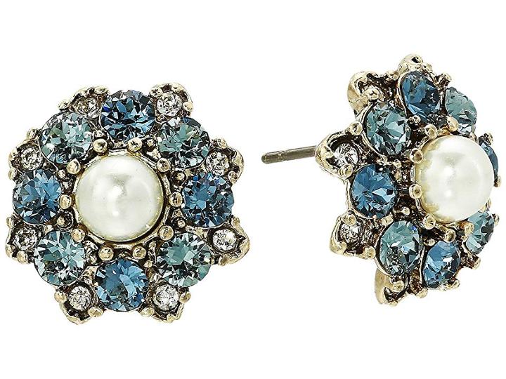 Marchesa Cluster Stud Earrings (gold/blue Multi) Earring