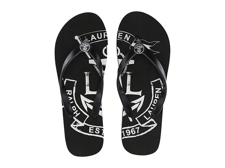 Lauren Ralph Lauren Elissa Ii (black/white Pvc) Women's Sandals