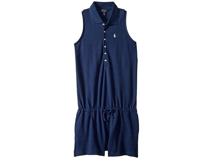 Polo Ralph Lauren Kids Stretch Cotton Mesh Romper (little Kids/big Kids) (summer Navy) Girl's Jumpsuit & Rompers One Piece