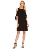 Taylor Cold-shoulder Shift Dress W/ Chiffon Sleeves (black/ivory) Women's Dress