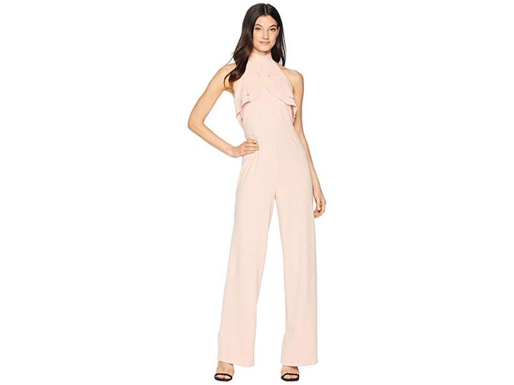 Bebe Ruffle Halter Neck Jumpsuit (blush) Women's Jumpsuit & Rompers One Piece
