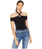 Bcbgeneration Halter Neck Off Shoulder Bodysuit (black) Women's Jumpsuit & Rompers One Piece