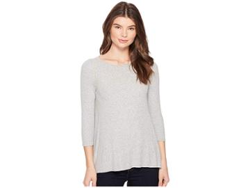 Three Dots 3/4 Sleeve Swing Tee (granite) Women's Long Sleeve Pullover