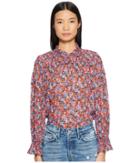 Rebecca Taylor Cosmic Fleur Print Smocked Top (multi Combo) Women's Blouse