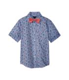 Tommy Hilfiger Kids Short Sleeve Floral Print W/ Bow Tie (big Kids) (cherry Popsicle) Boy's Clothing