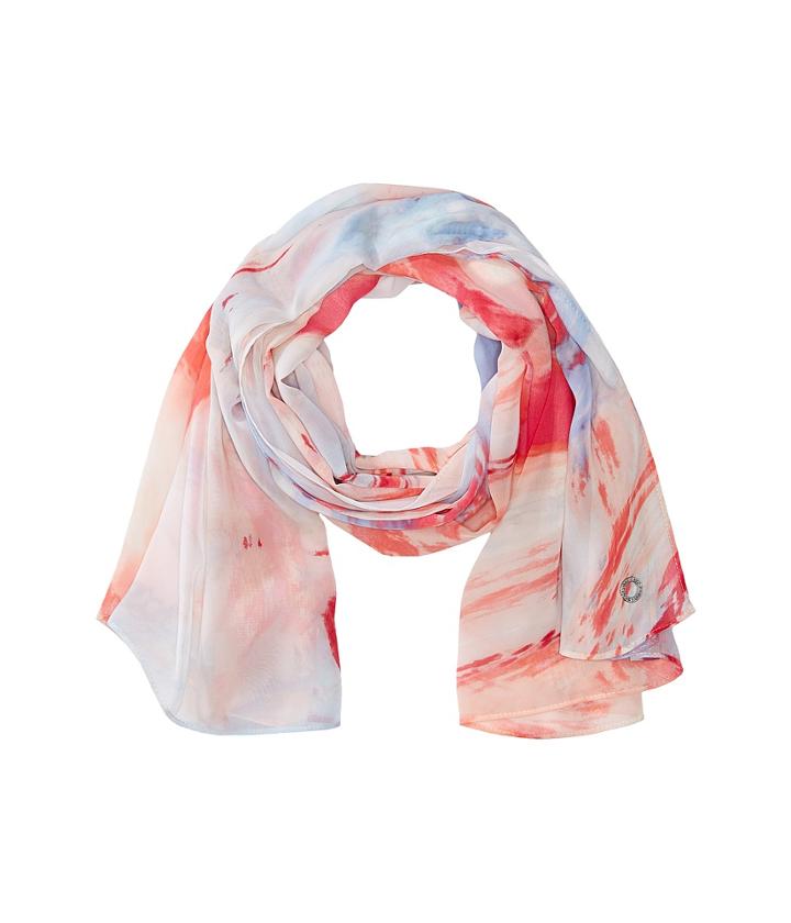 Calvin Klein Marble Print Chiffon Scarf (spring Rose) Scarves