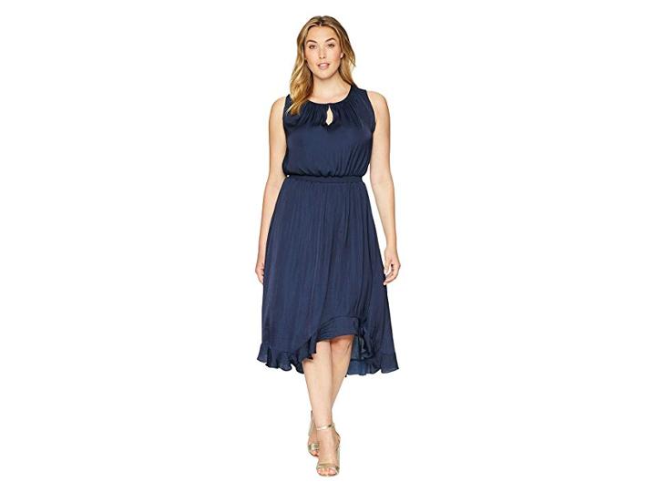 Vince Camuto Specialty Size Plus Size Sleeveless Cinched Waist Rumple Maxi Dress (classic Navy) Women's Dress