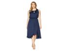 Vince Camuto Specialty Size Plus Size Sleeveless Cinched Waist Rumple Maxi Dress (classic Navy) Women's Dress