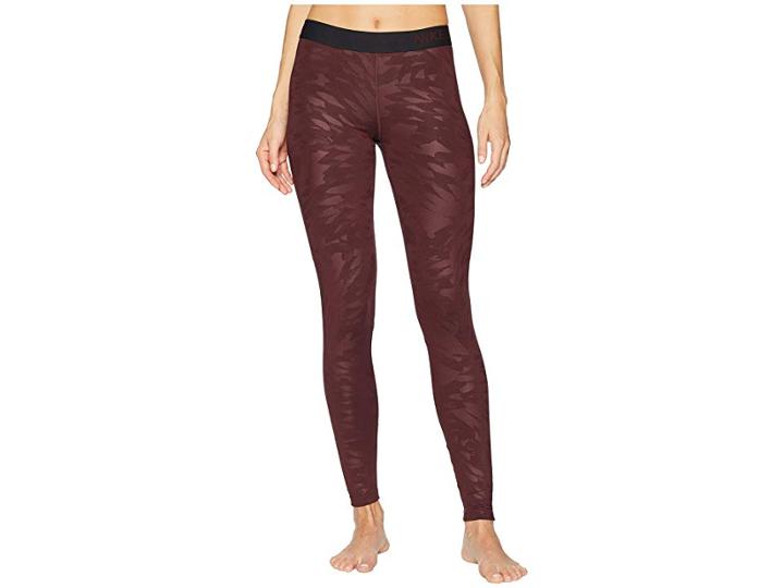 Nike Pro Warm Embossed Wing Tights (burgundy Crush/black) Women's Casual Pants