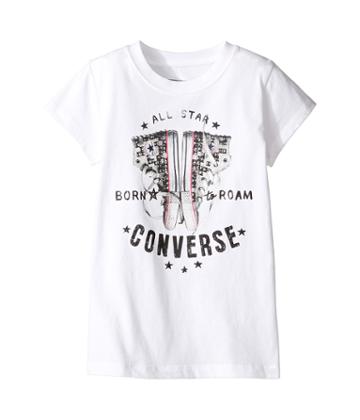 Converse Kids Born To Roam Tee (toddler/little Kids) (white) Girl's T Shirt