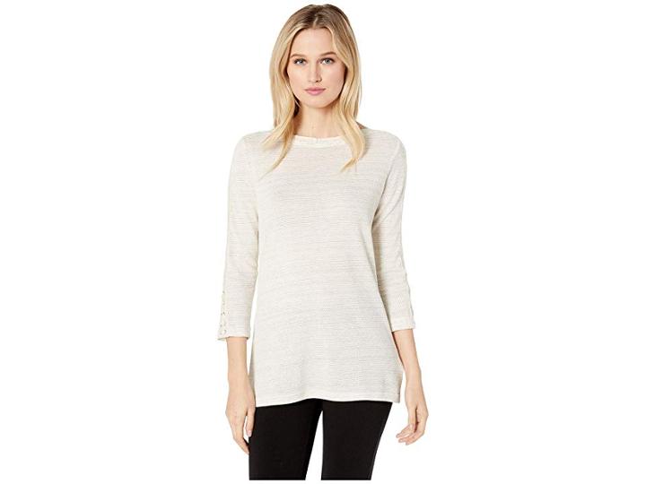 Chaps Jasmine Waffle 3/4 Knit (grey Multi) Women's Clothing
