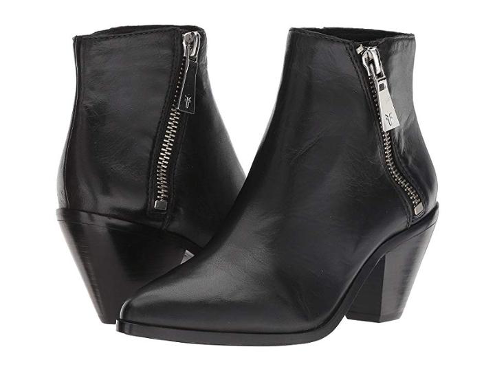 Frye Lila Zip Short (black Polished Soft Full Grain 2) Women's Pull-on Boots