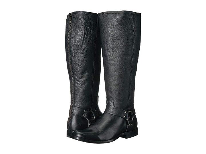Frye Phillip Harness Tall (black Extended Soft Vintage Leather) Women's First Walker Shoes