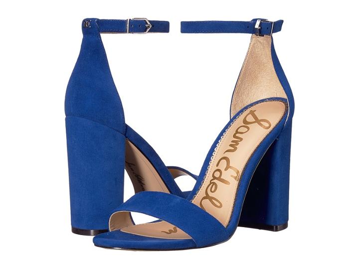 Sam Edelman Yaro Ankle Strap Sandal Heel (deep Indigo Kid Suede Leather) Women's Dress Sandals