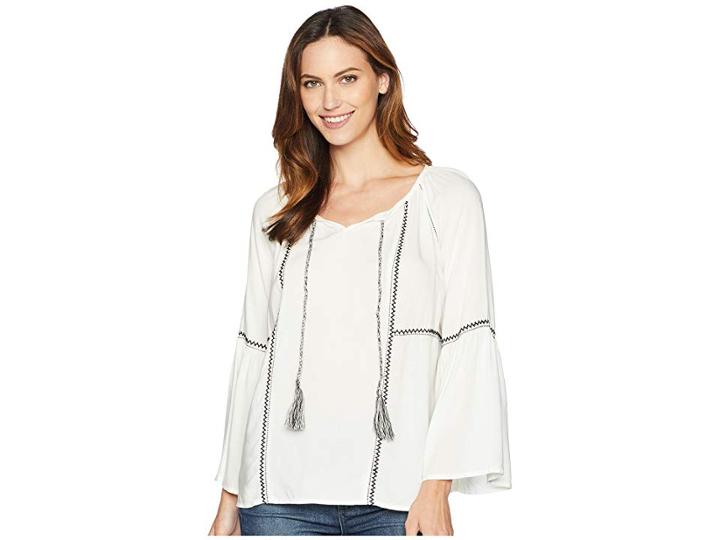 Karen Kane Embroidered Peasant Top (cream) Women's Clothing